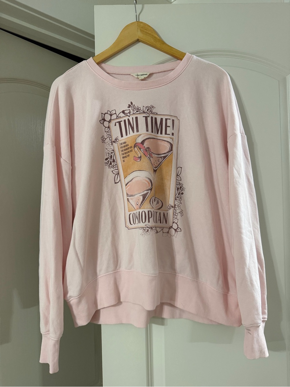 Lucky Brand Pink 'Tini Time' Graphic Sweatshirt